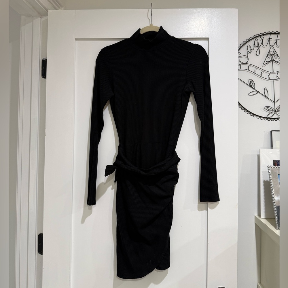 Reformation Ribbed Black Women's Dress